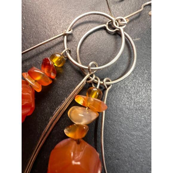 Vintage carnelian sterling silver dangle earrings - Picture 6 of 16